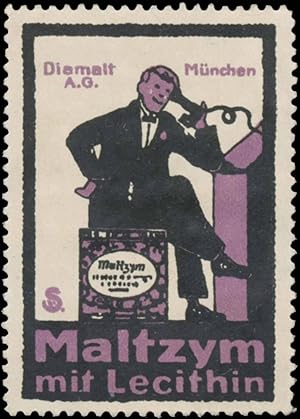 Seller image for Reklamemarke Am Telefon Maltzym mit Lecithin for sale by Veikkos