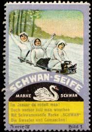 Seller image for Reklamemarke Schlitten-Fahrt mit Schwan-Seife for sale by Veikkos