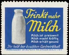Bild des Verkufers fr Reklamemarke Trinkt mehr Milch zum Verkauf von Veikkos