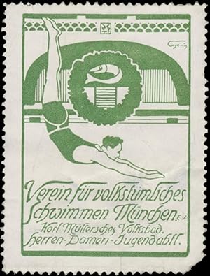 Seller image for Reklamemarke Verein fr volkstmliches Schwimmen for sale by Veikkos