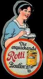 Bild des Verkufers fr Reklamemarke Die erquickende Rotti Bouillon zum Verkauf von Veikkos