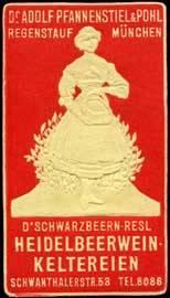 Bild des Verkufers fr Reklamemarke D'Schwarzbeern - Resl Heidelbeerwein - Keltereien zum Verkauf von Veikkos