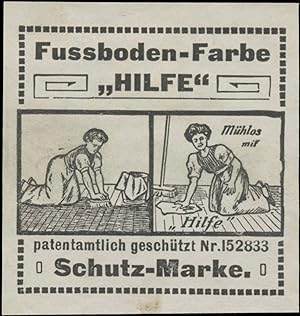 Bild des Verkufers fr Reklamemarke Fussboden-Farbe Hilfe zum Verkauf von Veikkos