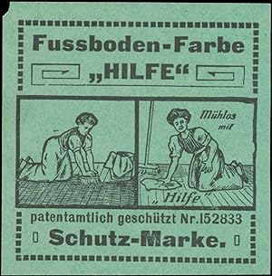 Bild des Verkufers fr Reklamemarke Fussboden-Farbe Hilfe zum Verkauf von Veikkos