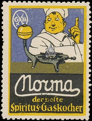 Bild des Verkufers fr Reklamemarke Norma Spiritus-Gaskocher zum Verkauf von Veikkos