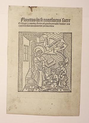 Bild des Verkufers fr Titelblatt aus: Floretus in se continens sacre theologie et canonum flores ad gaudia paradisi finaliter eos (qui se in illis exercitauerint) perducentes. (GW 4007, HC 2914). zum Verkauf von Versandantiquariat Christine Laist