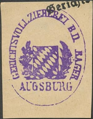 Bild des Verkufers fr Siegelmarke Gerichtsvollzieher Augsburg zum Verkauf von Veikkos