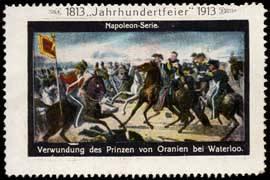 Bild des Verkufers fr Reklamemarke Verwundung des Prinzen von Oranien bei Waterloo zum Verkauf von Veikkos