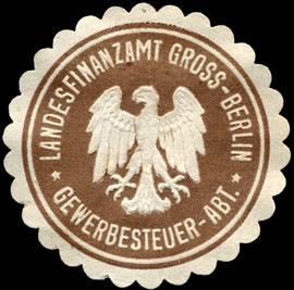 Seller image for Siegelmarke Landesfinanzamt Gross - Berlin - Gewerbesteuer - Abteilung for sale by Veikkos