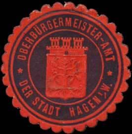 Bild des Verkufers fr Siegelmarke Oberbrgermeister-Amt der Stadt Hagen in Westfalen zum Verkauf von Veikkos