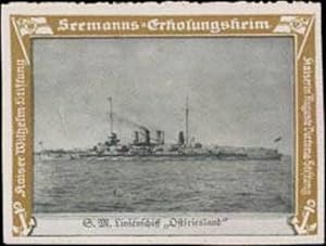 Bild des Verkufers fr Reklamemarke S.M. Linienschiff "Ostfriesland" zum Verkauf von Veikkos