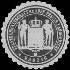 Image du vendeur pour Siegelmarke Staatsanwaltschaft b.d. K.Pr. Landgericht Danzig mis en vente par Veikkos