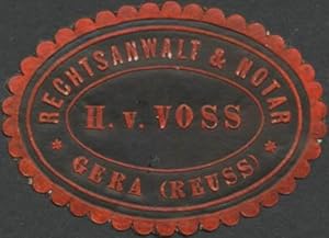 Seller image for Siegelmarke H. von Voss Rechtsanwalt & Notar for sale by Veikkos
