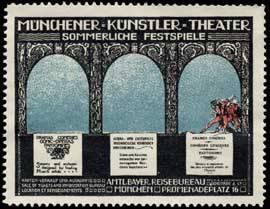 Seller image for Reklamemarke Knstler Theater Mnchen for sale by Veikkos