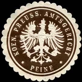 Bild des Verkufers fr Siegelmarke Koeniglich Preussisches Amtsgericht - Peine zum Verkauf von Veikkos
