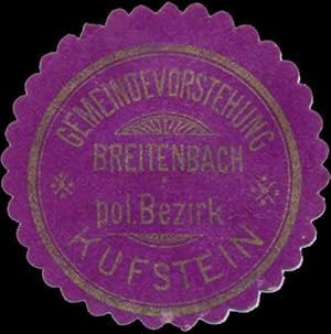 Bild des Verkufers fr Siegelmarke Gemeindevorstehung Breitenbach zum Verkauf von Veikkos
