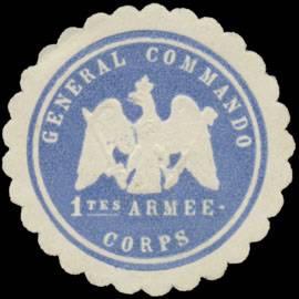Bild des Verkufers fr Siegelmarke General Commando 1tes Armeecorps zum Verkauf von Veikkos