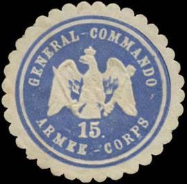 Bild des Verkufers fr Siegelmarke General-Commando 15. Armee-Corps zum Verkauf von Veikkos