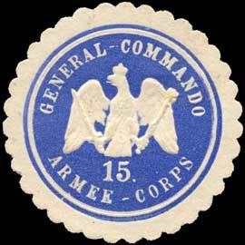 Bild des Verkufers fr Siegelmarke General - Commando 15. Armee - Corps zum Verkauf von Veikkos