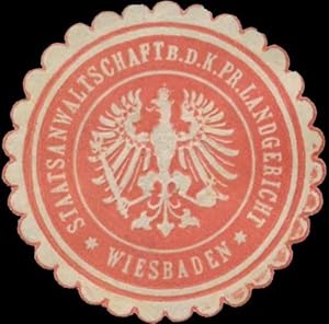 Bild des Verkufers fr Siegelmarke Staatsanwaltschaft b.d. K.Pr. Landgericht Wiesbaden zum Verkauf von Veikkos