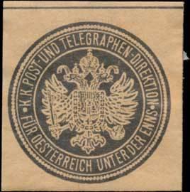 Siegelmarke K.K. Post- und Telegraphen-Direction für Österreich unter der Enns