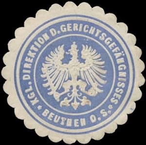 Bild des Verkufers fr Siegelmarke K. Direktion d. Gerichtsgefngnisses Beuthen/Oberschlesien zum Verkauf von Veikkos