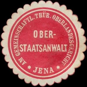 Image du vendeur pour Siegelmarke Oberstaatsanwalt am gemeinsch. Thr. Oberlandesgericht Jena mis en vente par Veikkos