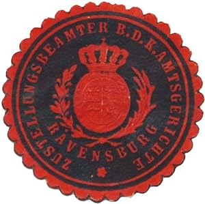 Bild des Verkufers fr Siegelmarke Zustellungsbeamter b.d. K. Amtsgerichte Ravensburg zum Verkauf von Veikkos
