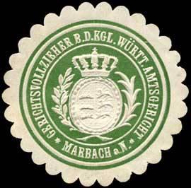 Image du vendeur pour Siegelmarke Gerichtsvollzieher bei dem Kniglich Wrttembergischen Amtsgericht - Marbach am Neckar mis en vente par Veikkos