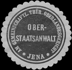 Image du vendeur pour Siegelmarke Oberstaatsanwalt am gemeinsch. Thr. Oberlandesgericht Jena mis en vente par Veikkos