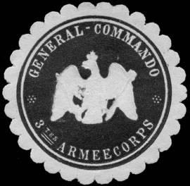 Bild des Verkufers fr Siegelmarke General - Commando - 3tes Armeecorps zum Verkauf von Veikkos