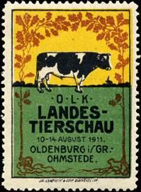 Bild des Verkufers fr Reklamemarke O. L. K. Landestierschau - Oldenburg zum Verkauf von Veikkos