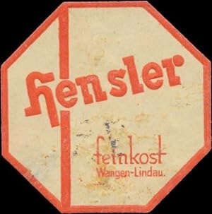 Bild des Verkufers fr Reklamemarke Hensler Feinkost zum Verkauf von Veikkos