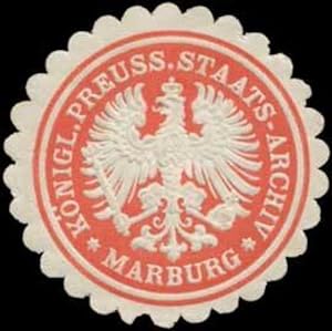 Bild des Verkufers fr Siegelmarke K.Pr. Staatsarchiv Marburg zum Verkauf von Veikkos