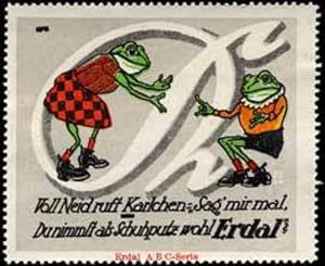 Bild des Verkufers fr Reklamemarke Erdal Frosch - Buchstabe K zum Verkauf von Veikkos