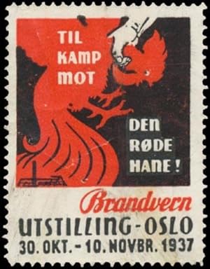 Image du vendeur pour Reklamemarke Der Rote Hahn - Brandvern Utstilling mis en vente par Veikkos