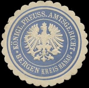 Image du vendeur pour Siegelmarke K.Pr. Amtsgericht Bergen Kreis Hanau mis en vente par Veikkos