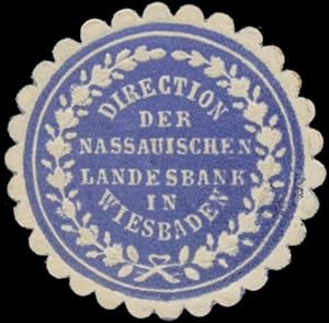Bild des Verkufers fr Reklamemarke Direction der Nassauischen Landesbank in Wiesbaden zum Verkauf von Veikkos
