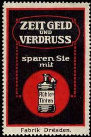 Immagine del venditore per Reklamemarke Zeit Geld und Verdruss sparen Sie mit Rhles Tinten venduto da Veikkos