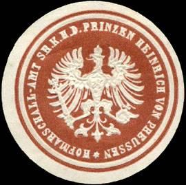 Bild des Verkufers fr Siegelmarke Hofmarschall - Amt seiner K. Hoheit des Prinzen Heinrich von Preussen zum Verkauf von Veikkos