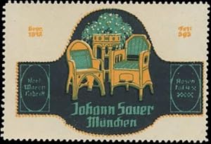 Seller image for Reklamemarke Korbwarenfabrik Johann Sauer for sale by Veikkos