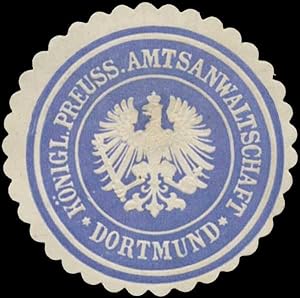 Seller image for Siegelmarke K.Pr. Amtsanwaltschaft Dortmund for sale by Veikkos