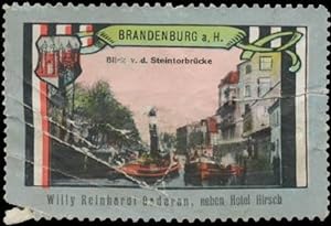 Bild des Verkufers fr Reklamemarke Blick von der Steintorbrcke Brandenburg/Havel zum Verkauf von Veikkos