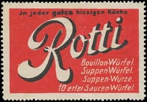 Bild des Verkufers fr Reklamemarke Rotti Bouillon-Wrfel zum Verkauf von Veikkos