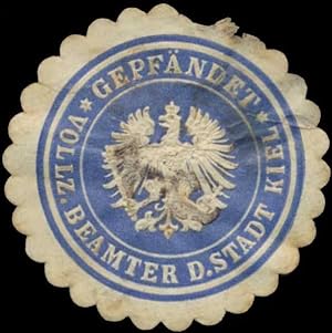 Bild des Verkufers fr Siegelmarke Gepfndet Beamter der Stadt Kiel zum Verkauf von Veikkos