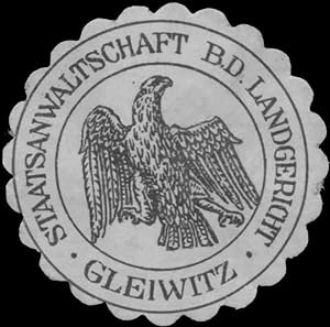 Bild des Verkufers fr Siegelmarke Staatsanwaltschaft b.d. Landgericht Gleiwitz zum Verkauf von Veikkos