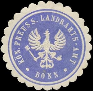 Bild des Verkufers fr Siegelmarke K.Pr. Landrahts-Amt Bonn zum Verkauf von Veikkos
