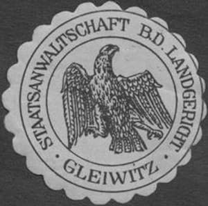 Bild des Verkufers fr Siegelmarke Staatsanwaltschaft b.d. Landgericht Gleiwitz zum Verkauf von Veikkos