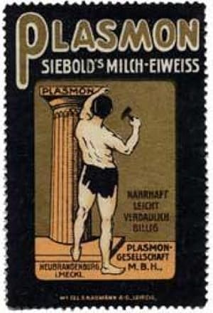 Bild des Verkufers fr Reklamemarke Plasmon Siebolds Milch - Eiweiss zum Verkauf von Veikkos