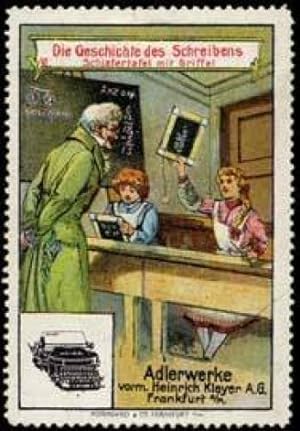 Bild des Verkufers fr Reklamemarke Schreibmaschine - Geschichte des Schreibens zum Verkauf von Veikkos